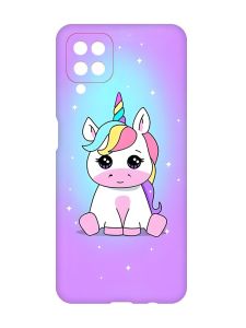 Матовий чохол з червоними боками на Samsung Galaxy A12 :: Єдиноріг (принт 103)