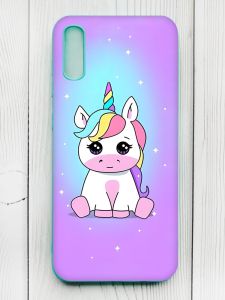 Матовий чохол з бірюзовими боками на Xiaomi Redmi 9А :: Єдиноріг (принт 103)