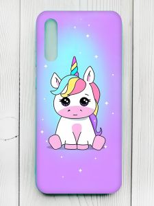 Матовий чохол з бірюзовими боками на Samsung Galaxy А50 (2019) А505F :: Єдиноріг (принт 103)