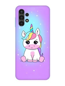 Матовий чохол з бірюзовими боками на Samsung Galaxy A13 4G :: Єдиноріг (принт 103)