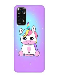 Матовий чохол з бірюзовими боками на Xiaomi Redmi Note 11 :: Єдиноріг (принт 103)