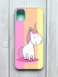 Матовий чохол з бірюзовими боками на Samsung Galaxy A04E / A042 :: Єдиноріг (принт 104)