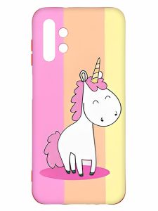 Матовий чохол з червоними боками на Samsung A13 4G :: Єдиноріг (принт 104)