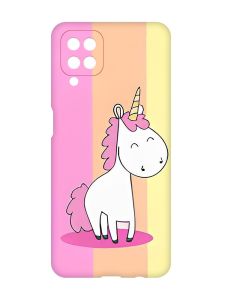 Матовий чохол з червоними боками на Samsung Galaxy A12 :: Єдиноріг (принт 104)