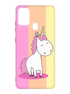 Матовий чохол з червоними боками на Samsung Galaxy M30s/M21 :: Єдиноріг (принт 104)