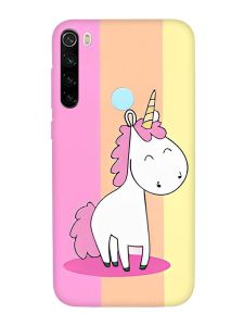 Матовий чохол з червоними боками на Xiaomi Redmi Note 8T :: Єдиноріг (принт 104)