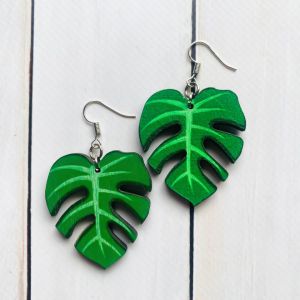 Сережки з дерева. Листочок (принт 7.1)