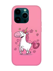 Матовий чохол з бірюзовими боками на Apple iPhone 14 Pro :: Єдиноріг (принт 105)