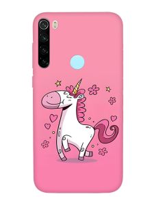 Матовий чохол з червоними боками на Xiaomi Redmi Note 8T :: Єдиноріг (принт 105)