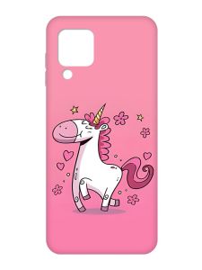 Матовий чохол з рожевими боками на Samsung Galaxy A22 4G/M32/M22 :: Єдиноріг (принт 105)