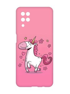 Матовий чохол з рожевими боками на Samsung Galaxy A12 :: Єдиноріг (принт 105)