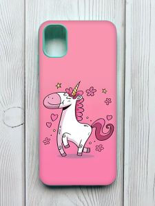 Матовий чохол з бірюзовими боками на Samsung Galaxy A04E / A042 :: Єдиноріг (принт 105)