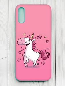 Матовий чохол з бірюзовими боками на Xiaomi Redmi 9А :: Єдиноріг (принт 105)