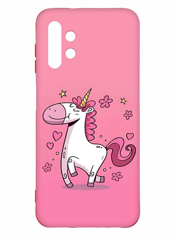 Матовий чохол з червоними боками на Samsung A13 4G :: Єдиноріг (принт 105)