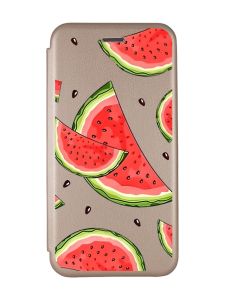 Чохол-книжка з малюнком для Xiaomi Redmi 10C Золотий :: Скибки кавуна (принт 342)