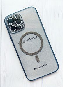 Прозорий чохол з діамантовим блиском на iPhone 13 Pro Max із підтримкою MagSafe :: Чорний серпанок