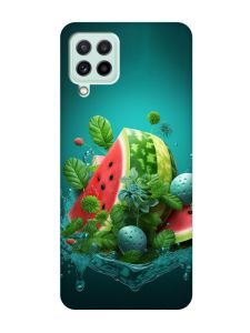Матовий чохол з бірюзовими боками на Samsung Galaxy A22 4G/ M32/ M22 :: Кавунова фантазія (принт 337)