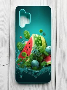 Матовий чохол з бірюзовими боками на Samsung Galaxy A32 :: Кавунова фантазія (принт 337)