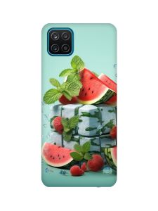 Матовий чохол з бірюзовими боками на Samsung Galaxy A12 :: Кавунова свіжість (принт 338)