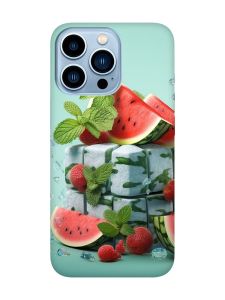 Матовий чохол з бірюзовими боками на Apple iPhone 13 Pro Max :: Кавунова свіжість (принт 338)