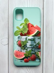 Матовий чохол з бірюзовими боками на Samsung Galaxy A04E / A042 :: Кавунова свіжість (принт 338)