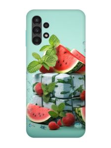 Матовий чохол з бірюзовими боками на Samsung Galaxy A13 4G :: Кавунова свіжість (принт 338)