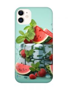 Матовий чохол з рожевими боками на Apple iPhone 11 (6.1) :: Кавунова свіжість (принт 338)