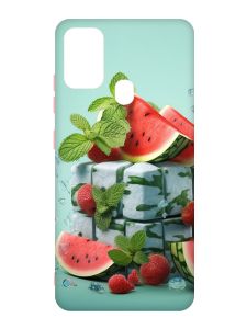 Матовий чохол з рожевими боками на Samsung Galaxy M30s/M21 :: Кавунова свіжість (принт 338)