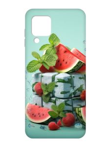 Матовий чохол з рожевими боками на Samsung Galaxy M32/A22/M22 4G :: Кавунова свіжість (принт 338)