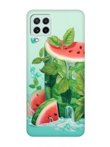 Матовий чохол з бірюзовими боками на Samsung Galaxy A22 4G/ M32/ M22 :: Кавуновий айсберг (принт 339)