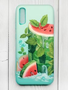 Матовий чохол з бірюзовими боками на Xiaomi Redmi 9А :: Кавуновий айсберг (принт 339)