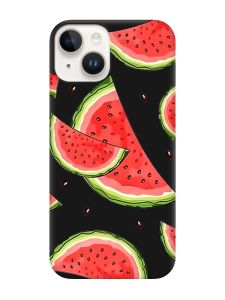 Матовий чорний чохол на Apple iPhone 14 :: Скибки кавуна (принт 342)