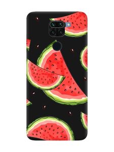 Матовий чорний чохол на Xiaomi Redmi Note 9 :: Скибки кавуна (принт 342)