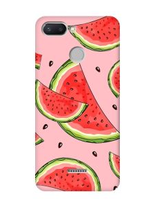 Матовий рожевий чохол на Xiaomi Redmi 6 :: Скибки кавуна (принт 342)