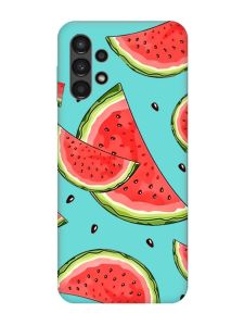 Матовий бірюзовий чохол на Samsung Galaxy A13 4G :: Скибки кавуна (принт 342)