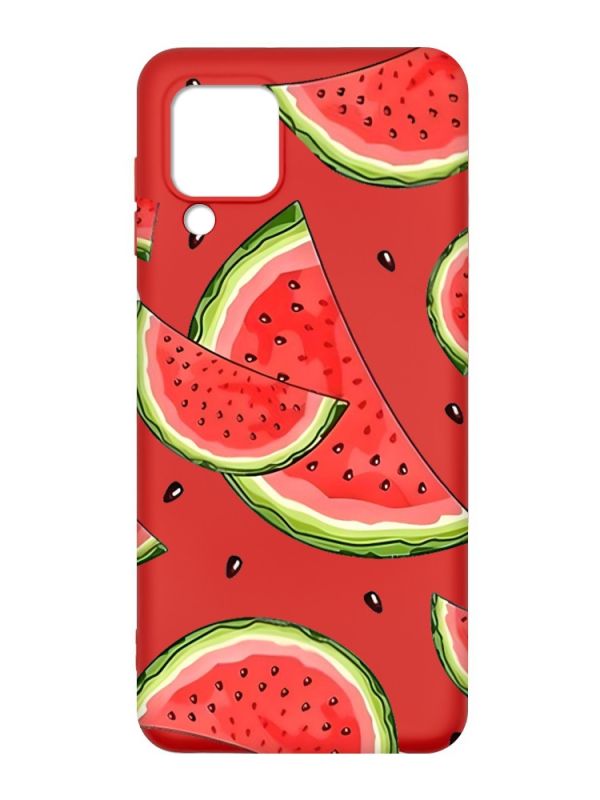 Матовий червоний чохол на Samsung Galaxy M32/A22/M22 4G :: Скибки кавуна (принт 342)