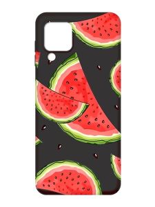 Матовий чорний чохол на Samsung Galaxy M32 / A22 / M22 4G :: Скибки кавуна (принт 342)