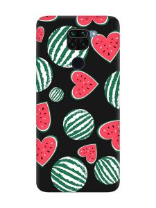 Матовий чорний чохол на Xiaomi Redmi Note 9 :: Кавуни сердечка (принт 343)