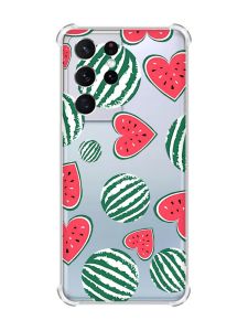 Чохол з потовщеними кутами на Samsung Galaxy S21 Ultra :: Кавуни сердечка (принт 343)