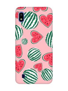 Матовий рожевий чохол на Samsung Galaxy A10 (2019) A105 :: Кавуни сердечка (принт 343)