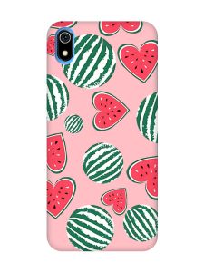 Матовий рожевий чохол на Xiaomi Redmi 7A :: Кавуни сердечка (принт 343)