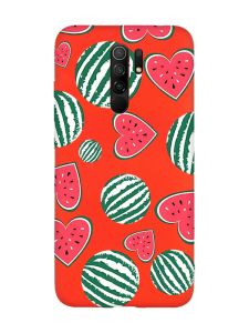 Матовий червоний чохол на Xiaomi Redmi Note 8 Pro :: Кавуни сердечка (принт 343)