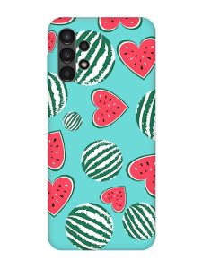 Матовий бірюзовий чохол на Samsung Galaxy A13 4G :: Кавуни сердечка (принт 343)
