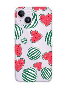Прозорий чохол із захистом камери на iPhone 14 :: Кавуни сердечка (принт 343)
