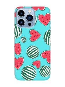 Матовий бірюзовий чохол на Apple iPhone 13 Pro Max :: Кавуни сердечка (принт 343)