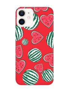 Матовий червоний чохол на Apple iPhone 12 / 12 Pro (6.1) :: Кавуни сердечка (принт 343)