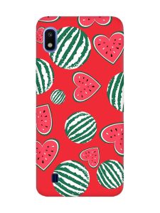 Матовий червоний чохол на Samsung Galaxy A10 (2019) A105 :: Кавуни сердечка (принт 343)