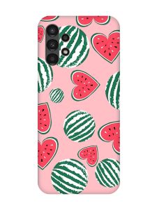 Матовий рожевий чохол на Samsung A13 4G :: Кавуни сердечка (принт 343)