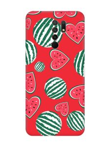 Матовий червоний чохол на Xiaomi Redmi 9 :: Кавуни сердечка (принт 343)