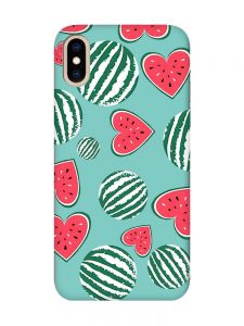 Матовий бірюзовий чохол на iPhone XS MAX :: Кавуни сердечка (принт 343)